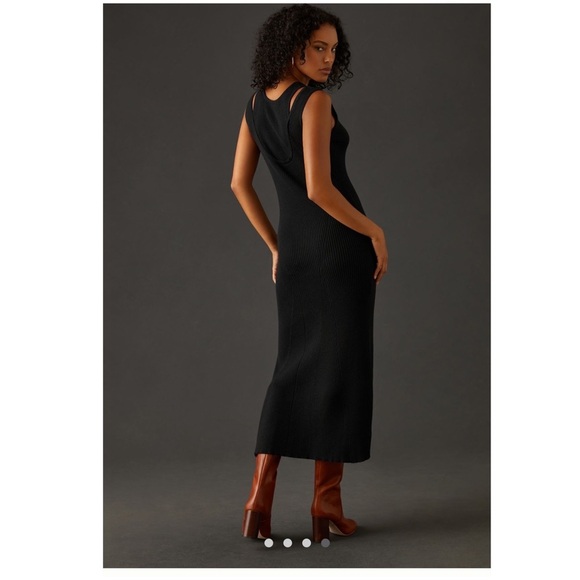 Anthropologie Favorite Daughter The Gemini Dress Midi Black Summer Resort ANTHRO - Picture 2 of 7